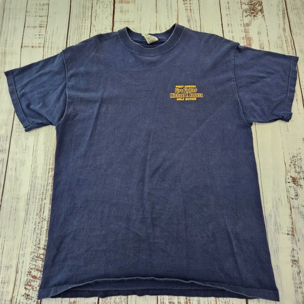 FDNY Michael Ragusa Golf Outing‎ Blue Short Sleeve Cotton T-Shirt Men's XL
